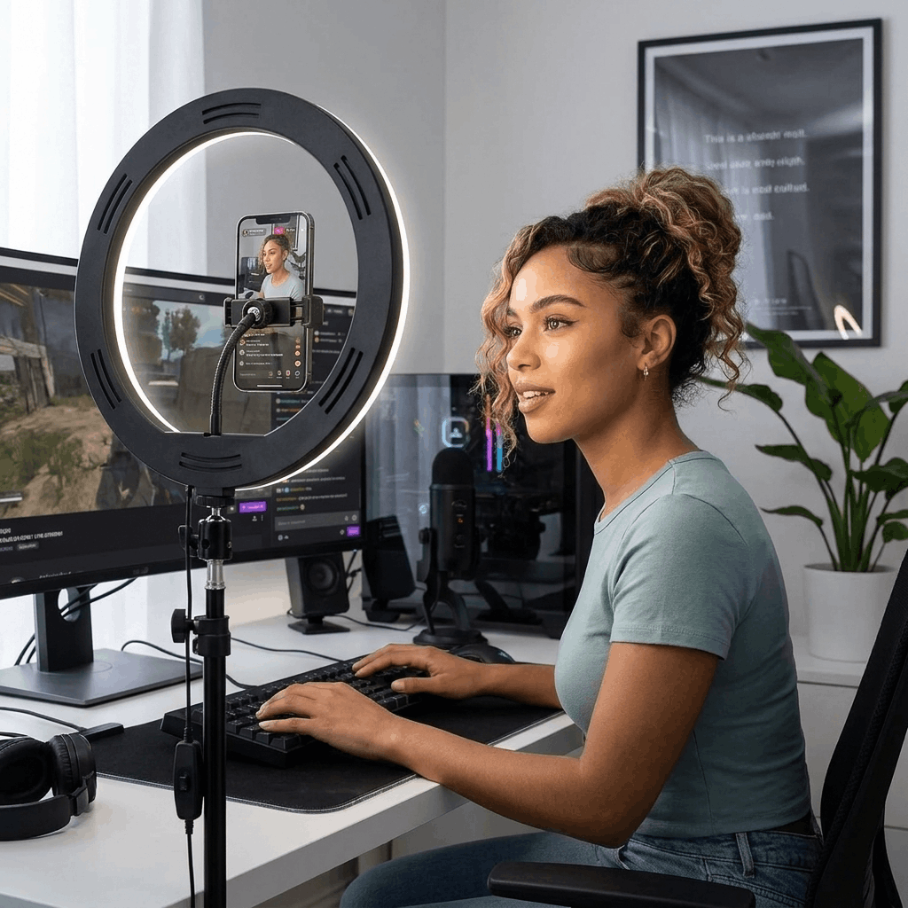 26cm Ringlicht mit Stativ für Streaming