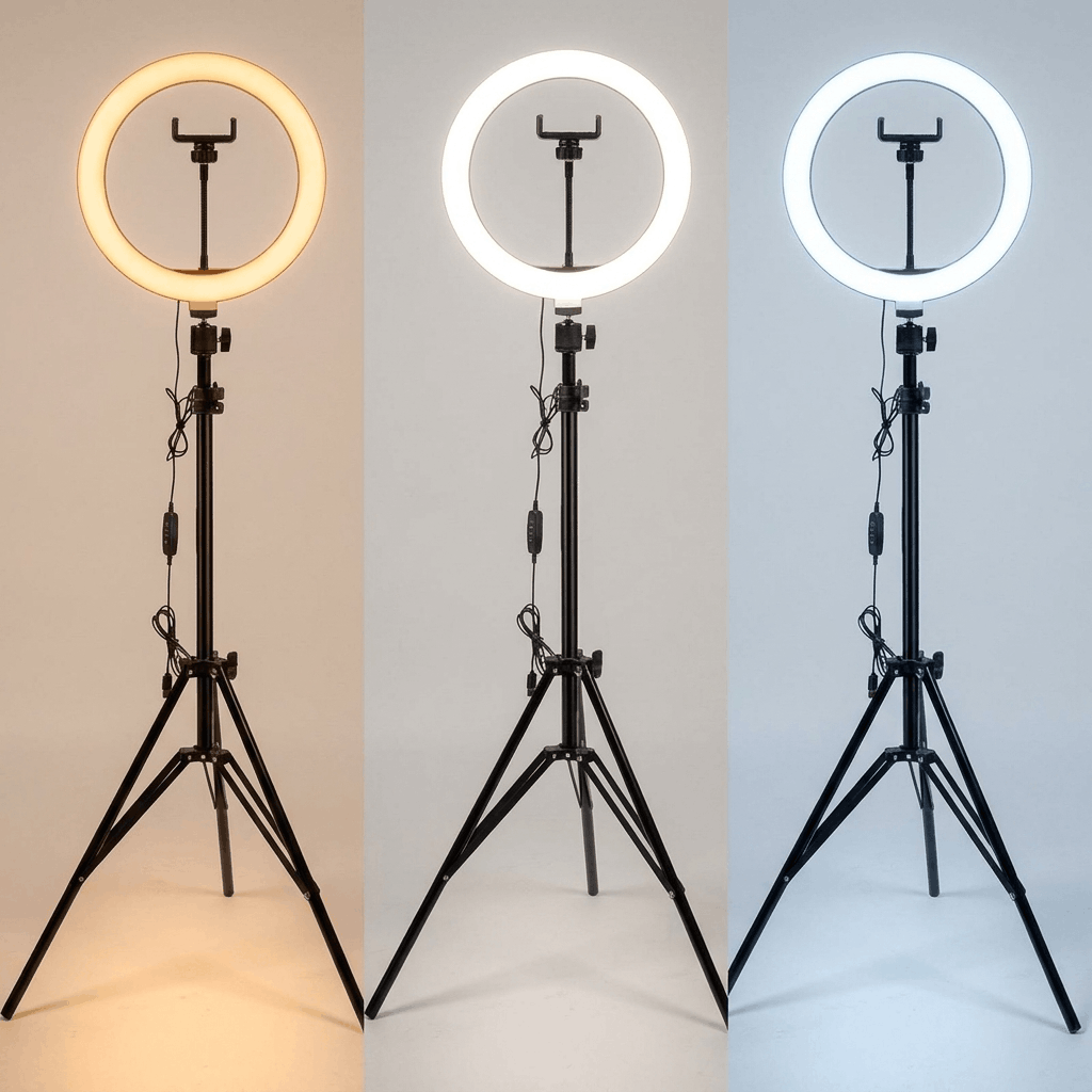 Tri-Color Ringlicht mit Stativ